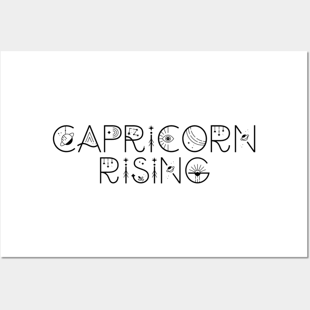 Capricorn rising sign celestial typography Wall Art by lilacleopardco